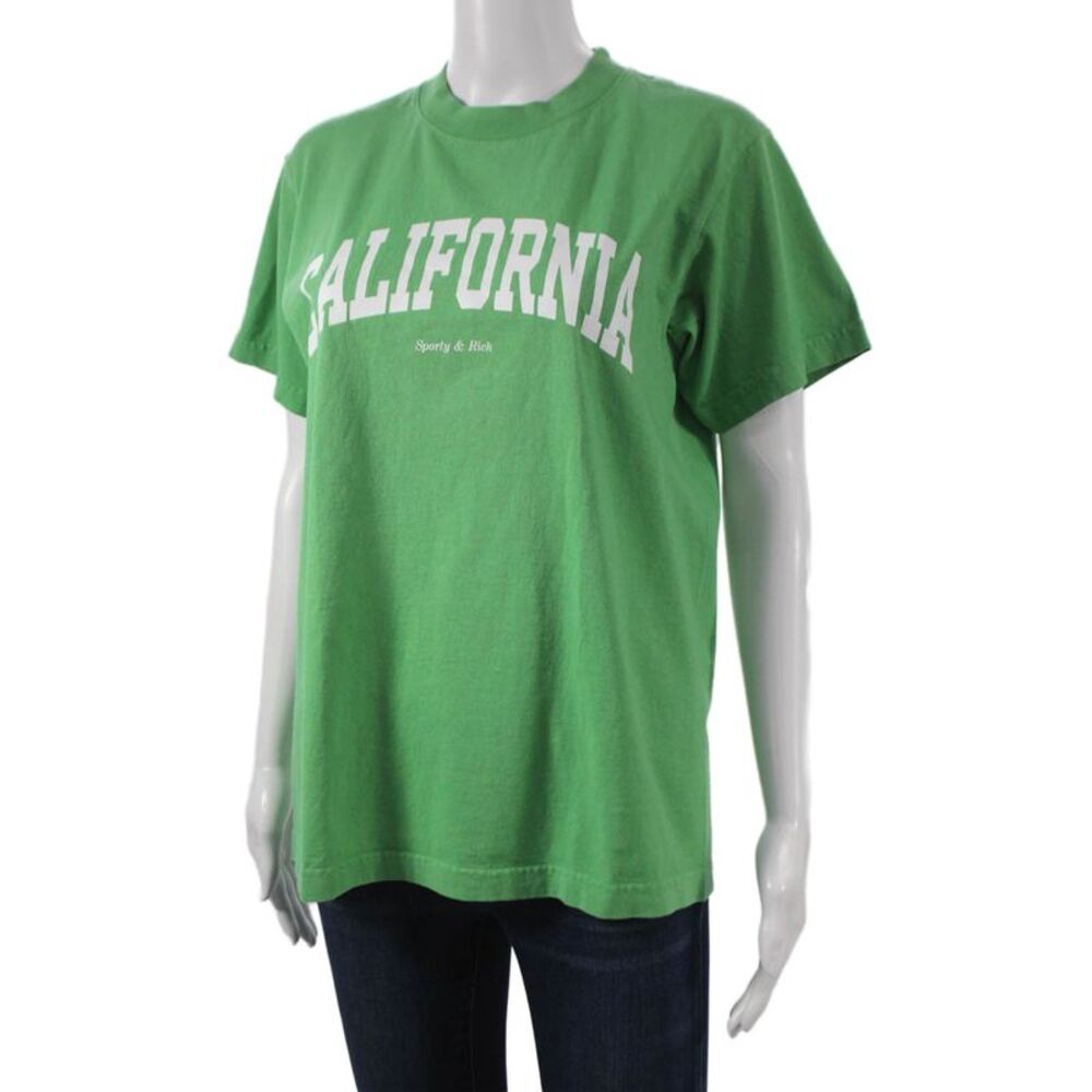 Sporty & Rich Women Basic Cotton Crew Neck Short Sleeve T-Shirt Green Size S - Picture 2 of 5